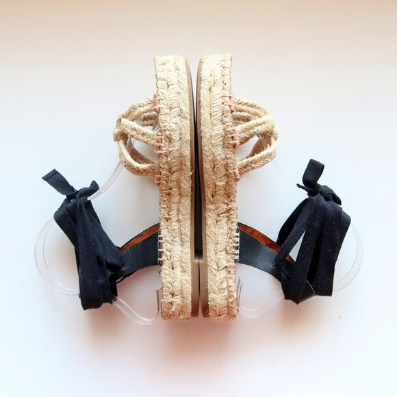 Madewell The Gwen Flat Platform Espadrille Ankle Tie Lace Up Jute Sandals 7.5 - Picture 10 of 16